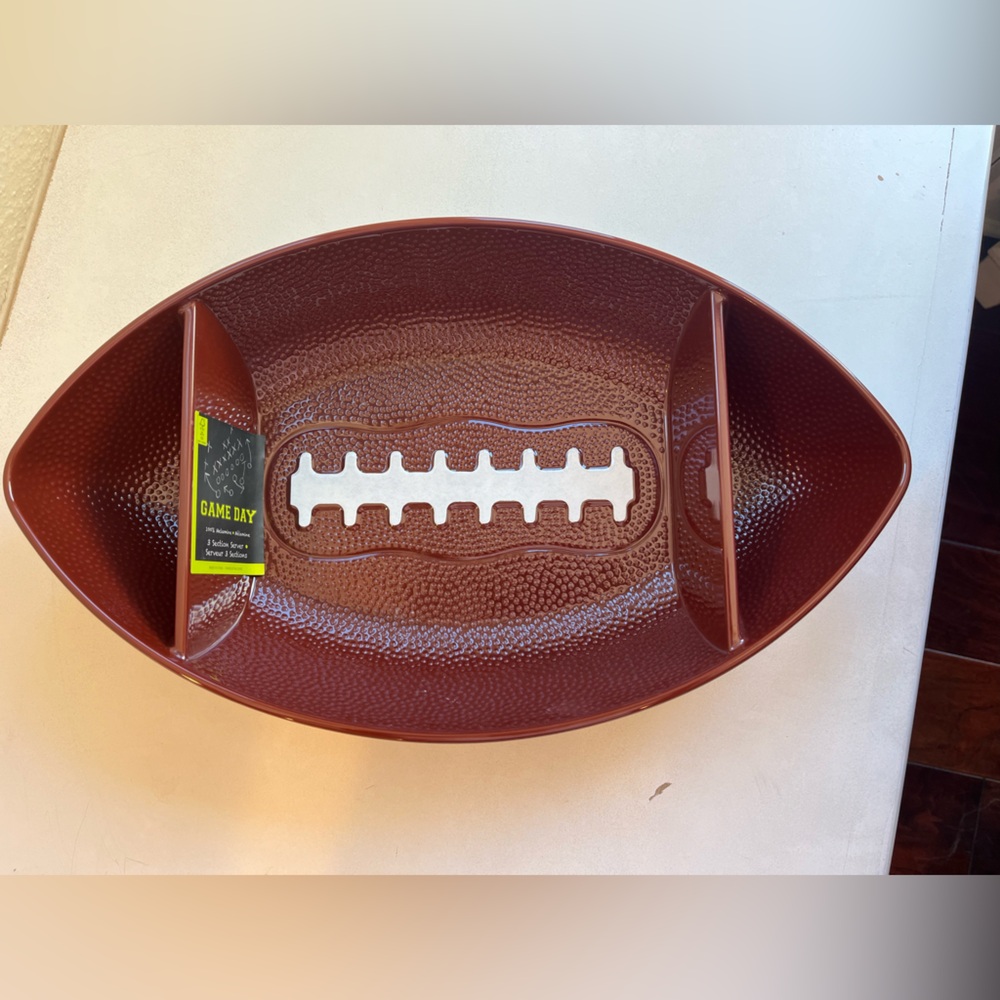 Large 3 Section Game Day Football Shaped Serving Tray